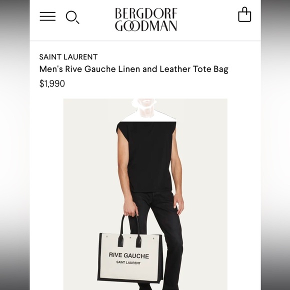 Saint Laurent Rive Gauche Tote - Leather & Canvas - New with tags - Picture 2 of 8